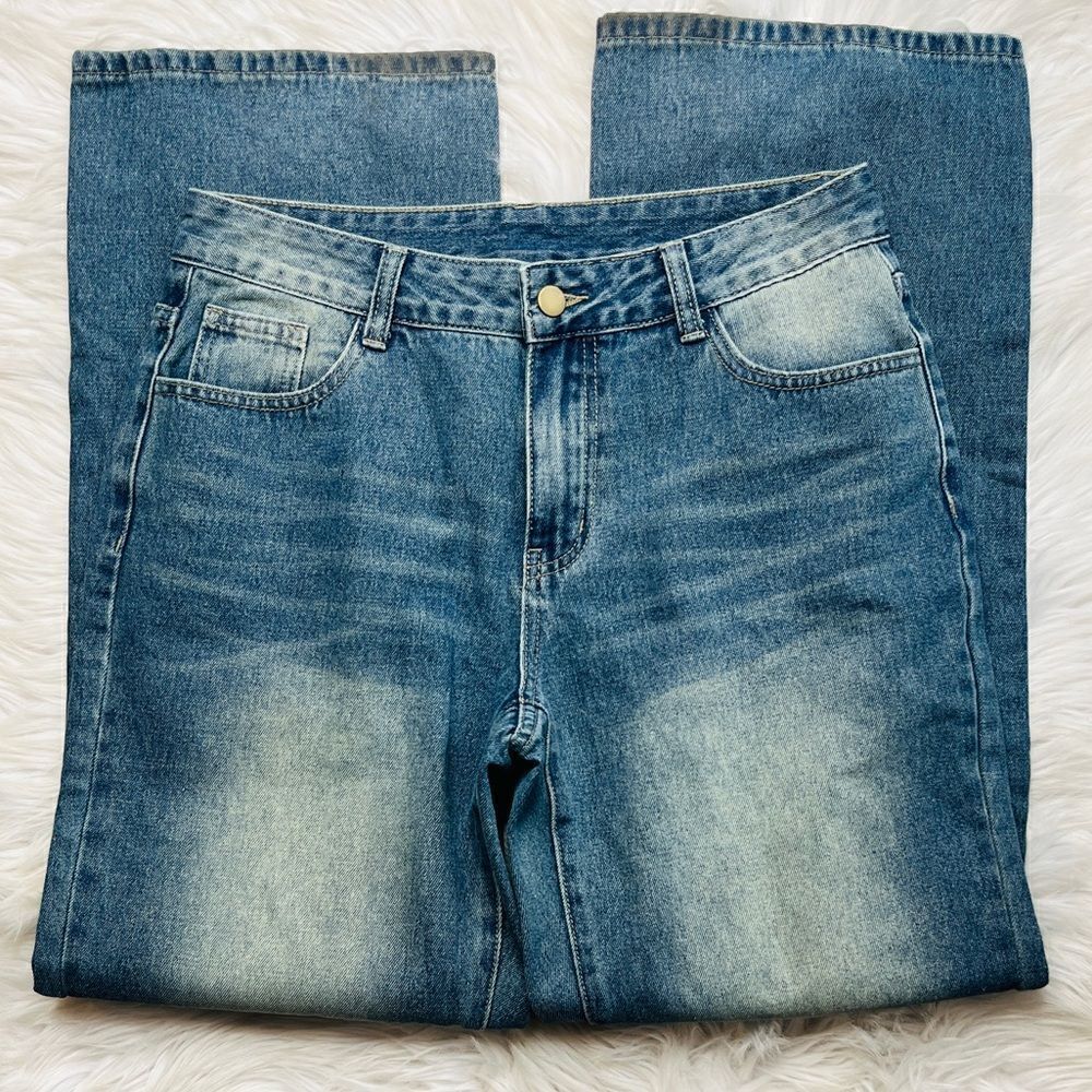 Shein wide leg jeans medium denim wash size 28